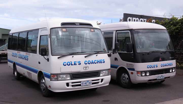 Coles Coaches Toyota Coaster 5142AO & Mitsubishi Rosa 0116AO
